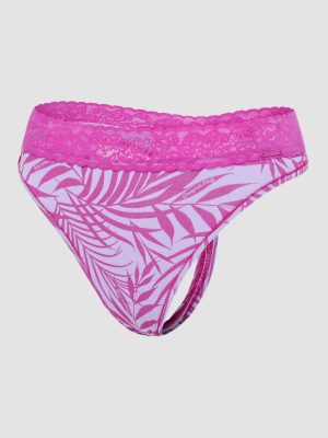 Cotton Essentials Lace-Trim Mid-Rise Thong Panty