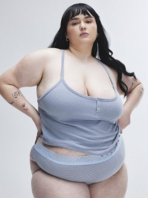 Cotton Essentials Lace-Trim Mid-Rise Thong Panty