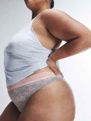 Cotton Essentials Lace-Trim Mid-Rise Thong Panty