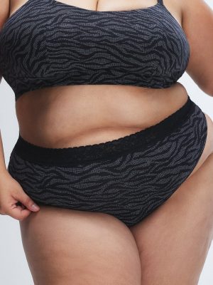 Cotton Essentials Lace-Trim Mid-Rise Thong Panty