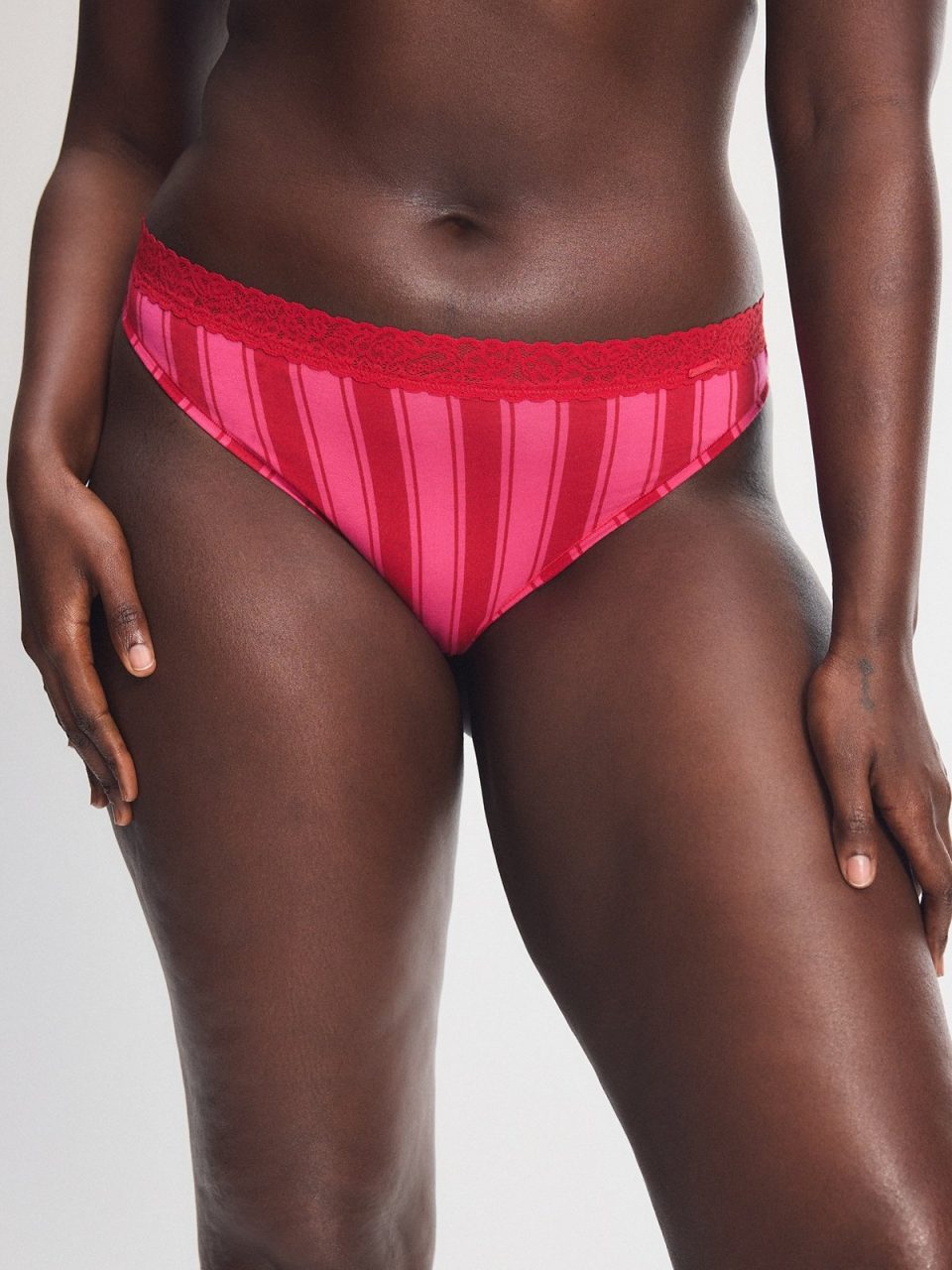 Cotton Essentials Lace-Trim Thong Panty