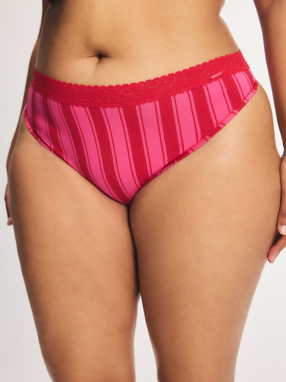 Cotton Essentials Lace-Trim Thong Panty