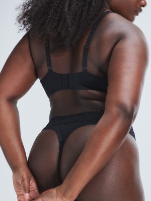 Cotton Essentials Lace-Trim Mid-Rise Thong Panty