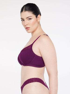 Cotton Essentials Lace-Trim Unlined Bra