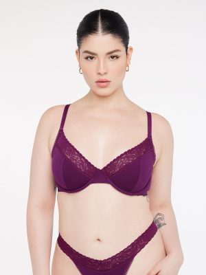 Cotton Essentials Lace-Trim Unlined Bra