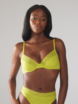 Cotton Essentials Lace-Trim Unlined Bra