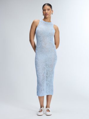 Luxe Lace Sheer Knit Column Dress