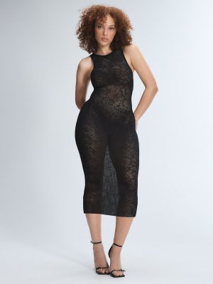 Luxe Lace Sheer Knit Column Dress