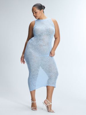 Luxe Lace Sheer Knit Column Dress