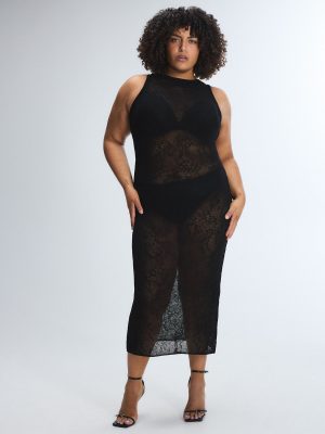 Luxe Lace Sheer Knit Column Dress