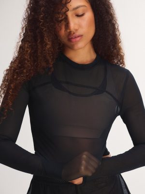 Mesh With It Crew Neck Long-Sleeve Top