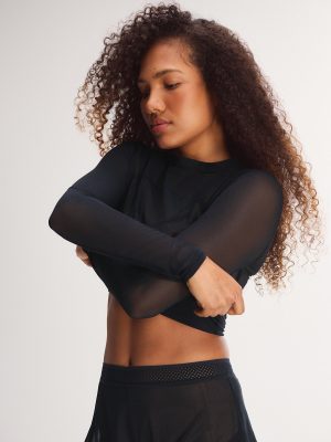 Mesh With It Crew Neck Long-Sleeve Top