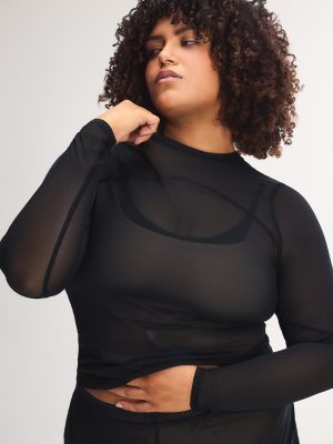 Mesh With It Crew Neck Long-Sleeve Top