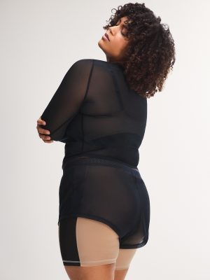 Mesh With It Crew Neck Long-Sleeve Top