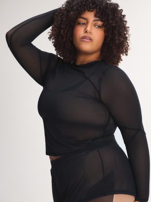 Mesh With It Crew Neck Long-Sleeve Top