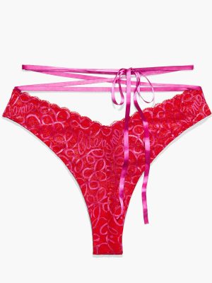 Ribbon Writing Lace Brazilian with Removable Tie