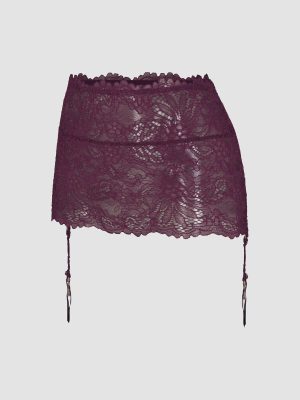 Romantic Corded Lace Metallic Garter Skirt