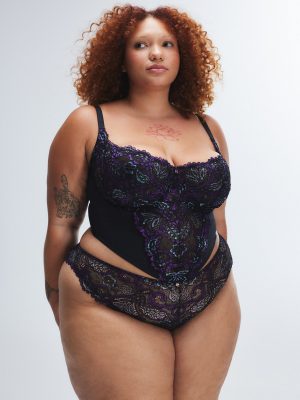 Romantic Corded Lace Metallic Bustier