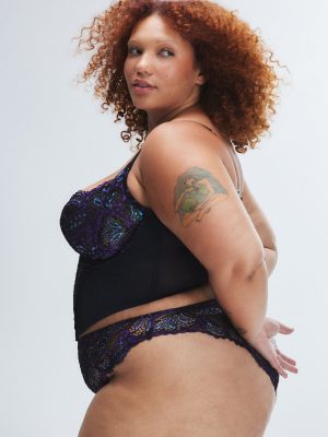 Romantic Corded Lace Metallic Bustier