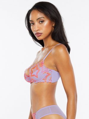 Shining Star Embroidered Half Cup Plunge Bra
