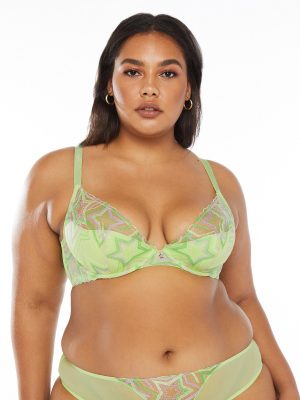 Shining Star Embroidered Half Cup Plunge Bra