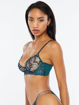 Shining Star Embroidered Unlined Demi Bra